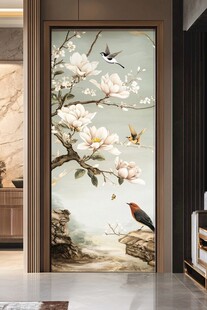 玉兰花鸟玄关装饰画