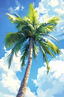 蓝天椰树 夏日清新景致