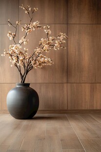 简约花瓶中的绽放花枝