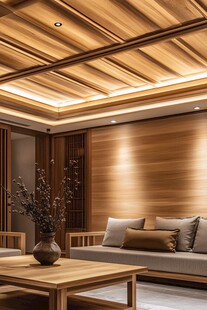 日式木质温馨客厅空间
