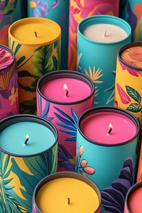 多彩印花蜡烛点亮氛围感