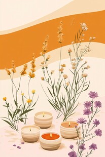 花香烛光营造温馨氛围