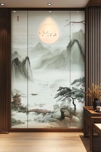 中式山水意境背景墙