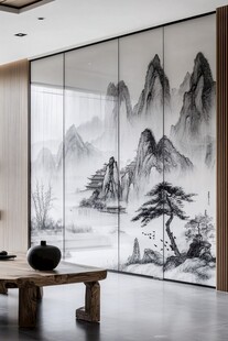 中式山水屏风 雅致室内景