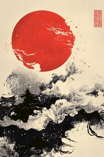 红日云海间的壮美山川