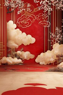 中式婚礼梦幻云纹场景布置