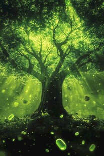 梦幻绿光神树奇幻景象
