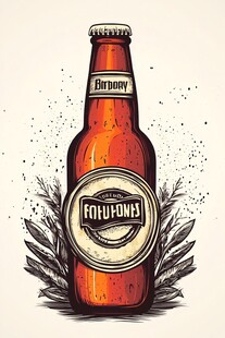 复古风格啤酒瓶插画