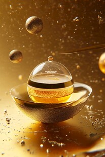 金色液体悬浮奇幻微观世界
