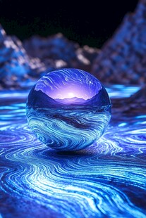 梦幻蓝紫水晶球中的奇幻景
