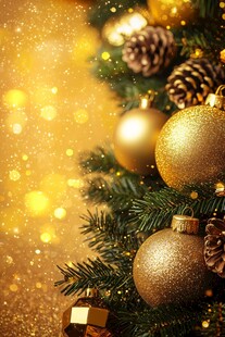 金色圣诞装饰 璀璨节日氛围