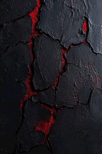 黑色背景上的红色裂纹纹理