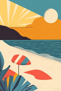 夏日海滩惬意风光