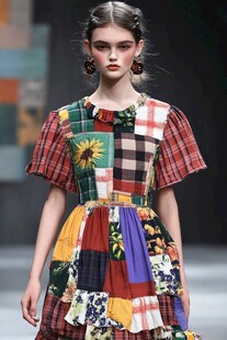 拼接风时尚连衣裙走秀