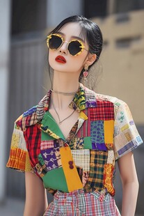 复古拼色风时尚个性女郎