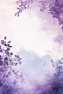 梦幻紫色植物水彩背景图