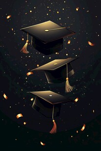 毕业季 学士帽与飞散金片