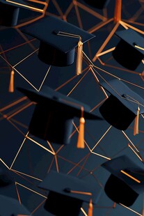 毕业季学士帽梦幻3D场景