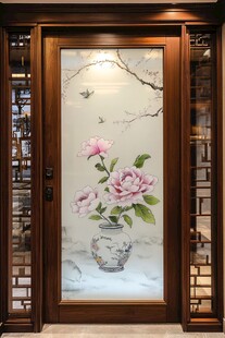 中式繁花入户门