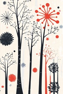 抽象树木花卉图案背景图