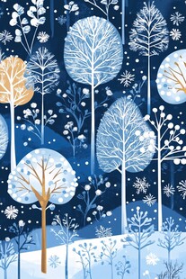 冬日雪景中的梦幻树木景观