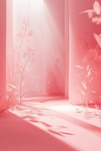 梦幻粉色光影植物空间
