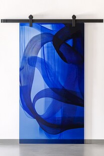 蓝色抽象艺术滑动门装饰