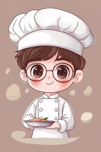 可爱小厨师端美食