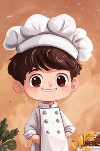 可爱小厨师的烹饪萌态