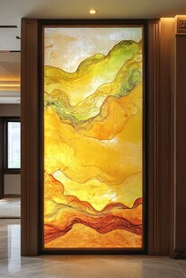 抽象艺术玄关彩色玻璃壁画