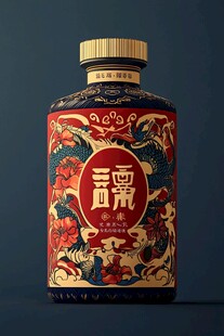 中式龙纹白酒瓶包装设计