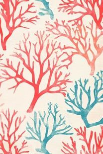 水彩珊瑚图案纹理背景