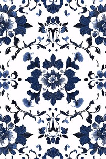 青花瓷花卉图案无缝花纹