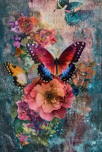 蝶舞繁花 梦幻艺术插画