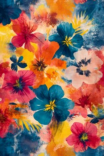 缤纷水彩花卉艺术画作