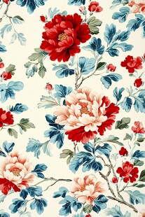 中式花卉图案布料纹理