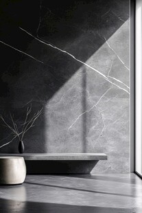 极简灰调大理石室内空间