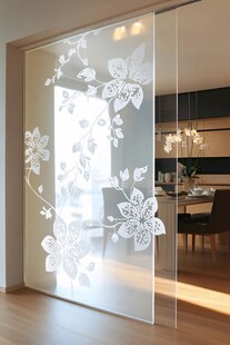 花卉图案玻璃推拉门
