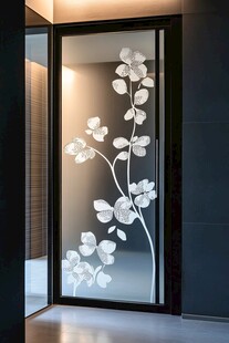 精致花朵玻璃门设计艺术