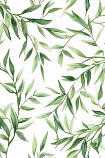 水彩绿叶植物无缝背景图