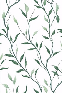 清新绿叶植物无缝图案