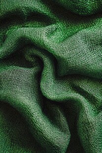 翠绿麻质布料纹理特写