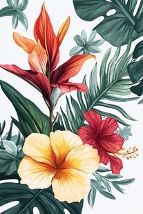 热带花卉植物插画