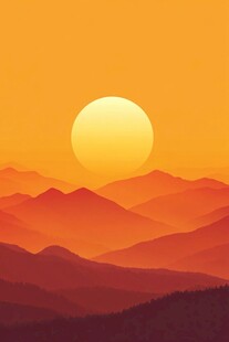 日落群山间的壮美景观