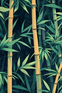 翠绿竹林插画