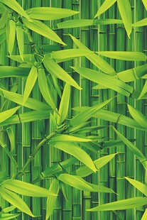 翠绿竹叶与竹杆无缝图案