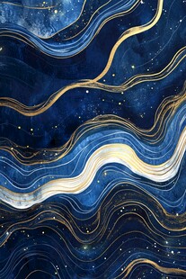 梦幻蓝金波浪星空纹理