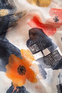 水墨花卉风印花布料纹理