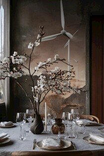 雅致餐桌布置与自然元素