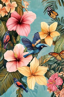 热带花鸟缤纷插画世界